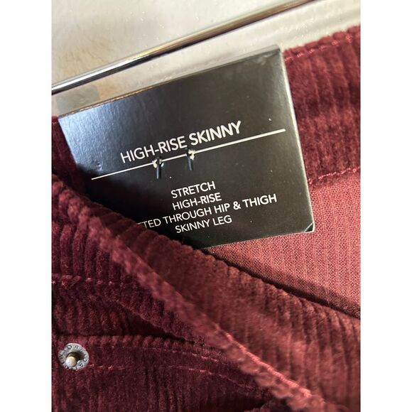 OAT High Rise Skinny Burgundy Corduroy Pants Stretch Fitted Fall Winter Size 25 - Picture 5 of 7